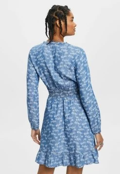 Edc By Esprit MIT FLORALEM PRINT - Jeanskleid - Blue Medium Washed New -Edc By Esprit 0377a6e4e8234d5b948c86009037cb61