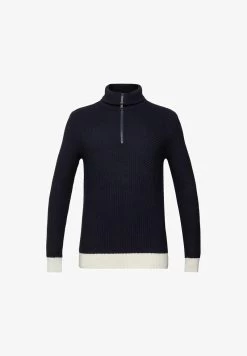 Edc By Esprit MIT KURZEM REISSVERSCHLUSS - Strickpullover - Navy -Edc By Esprit 051389a6262848b9ad97e858e306300b