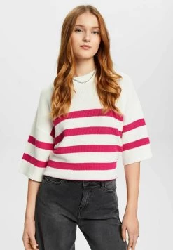 Edc By Esprit MIT CROPPED-ÄRMELN - Strickpullover - Off White