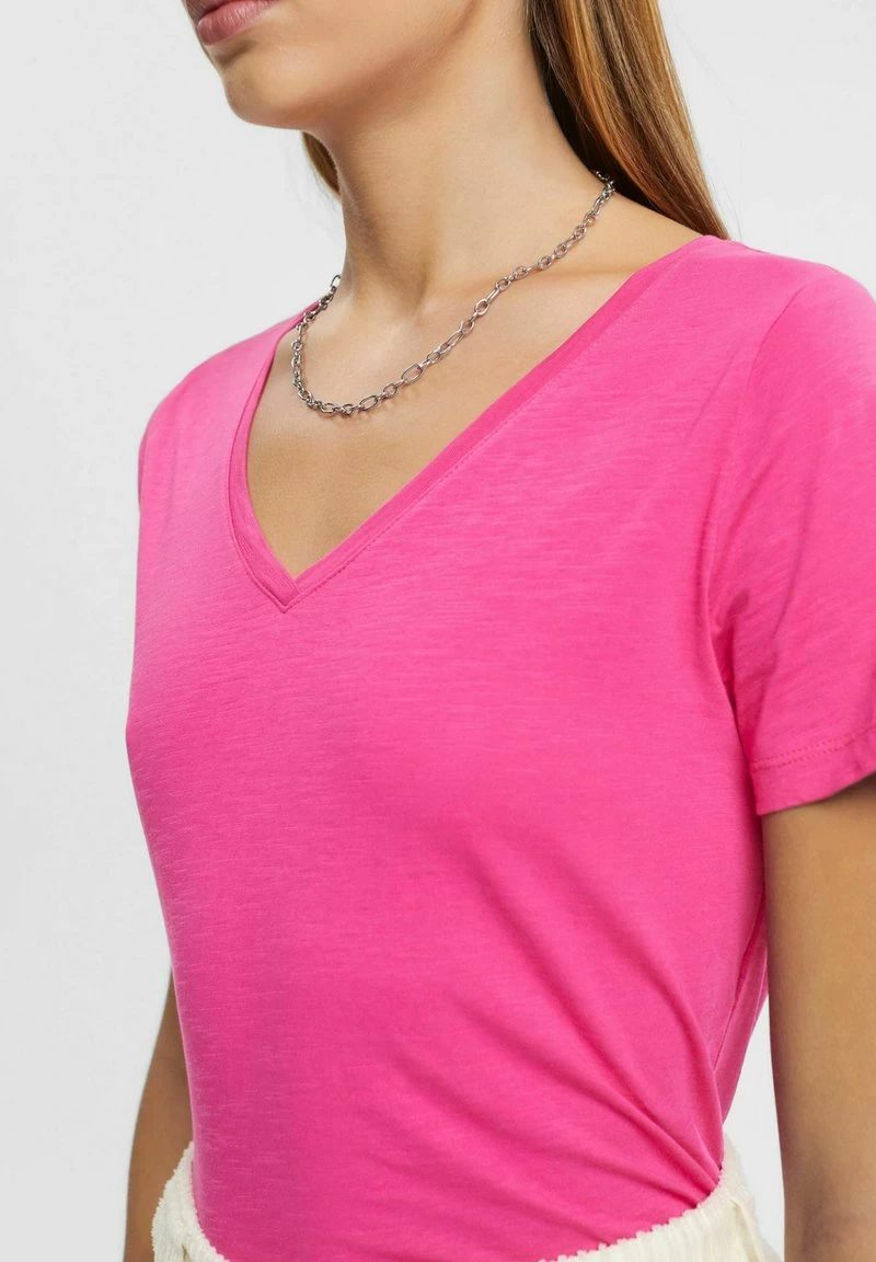 Edc By Esprit SLUB V-NECK - T-Shirt Basic - Pink Fuchsia 6 Edc By Esprit SLUB V-NECK - T-Shirt Basic - Pink Fuchsia – Bild 4