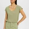 Edc By Esprit MIT U BOOTAUSSCHNITT - T-Shirt Basic - Light Khaki -Edc By Esprit 19ddd804834449ae85fc25fbef10ad9b