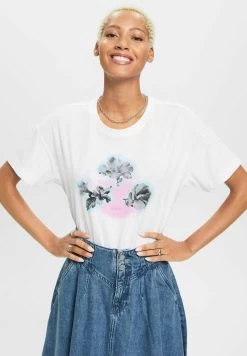 Edc By Esprit MIT PRINT - T-Shirt Print - White