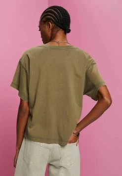 Edc By Esprit MIT V AUSSCHNITT - T-Shirt Basic - Khaki Green -Edc By Esprit 2fb8cce845eb4becb3a7962ae029acff