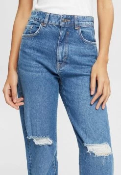 Edc By Esprit MIT DESTROYED EFFEKTEN - Jeans Straight Leg - Blue Dark Wash -Edc By Esprit 31c03d192595467bbf41c5eee4eb65f3
