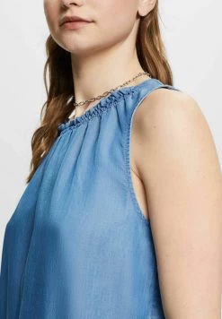 Edc By Esprit ÄRMELLOSE I MIT RÜSCHEN - Bluse - Blue Medium Wash -Edc By Esprit 3b9b823c0c1045f7b5f30a1f477a1a40
