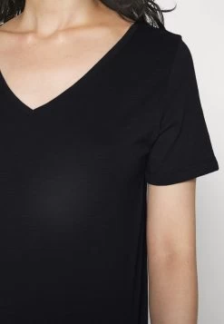 Edc By Esprit SLUB V-NECK - T-Shirt Basic - Black -Edc By Esprit 3c1029f85c2e4be8a9e1b9ae45be292d