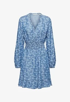 Edc By Esprit MIT FLORALEM PRINT - Jeanskleid - Blue Medium Washed New -Edc By Esprit 42b6e1e461544d66b316d491164728af