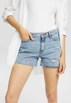 Edc By Esprit IM USED LOOK - Jeans Shorts - Blue Medium Washed