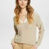 Edc By Esprit MIT V-AUSSCHNITT - Strickpullover - Light Taupe -Edc By Esprit 5097a03f003641c99cb575abca31e329