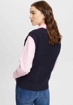Edc By Esprit TANK MIT V-AUSSCHNITT - Strickpullover - Navy -Edc By Esprit 517358287b0c443dadbe2bb3d61cb380