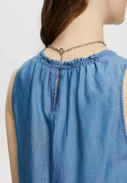 Edc By Esprit ÄRMELLOSE I MIT RÜSCHEN - Bluse - Blue Medium Wash -Edc By Esprit 5c9c60355088492e853f73cac0913532