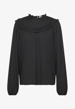 Edc By Esprit MIT GEKRÄUSELTER - Langarmshirt - Black -Edc By Esprit 5fc0eede9a38465f90ca6bcc25970bbe