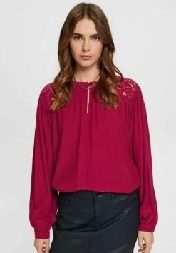 Edc By Esprit MIT SPITZENDETAIL - Bluse - Cherry Red