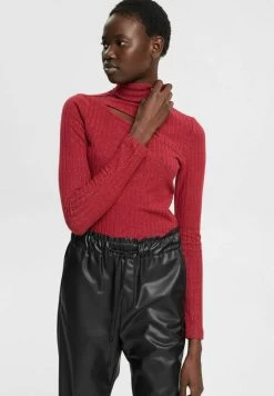 Edc By Esprit MIT ROLLKRAGEN GLITZER EFFEKT UND CUT OU - Strickpullover - Cherry Red -Edc By Esprit 79e9455c3bbc44efacfe09d58e4075cd