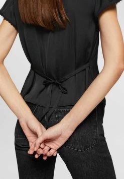 Edc By Esprit KURZARM - Bluse - Black -Edc By Esprit 811129db6be24732ad1ded763f92f8b2