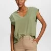 Edc By Esprit MIT V AUSSCHNITT - T-Shirt Basic - Light Khaki -Edc By Esprit 83784a0c554240d0aa283fe877f51055