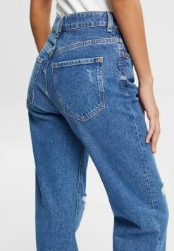 Edc By Esprit MIT DESTROYED EFFEKTEN - Jeans Straight Leg - Blue Dark Wash -Edc By Esprit 8884aa98b7564c0f9e236f7acfbb752d