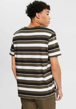 Edc By Esprit MIT STREIFENMUSTER - T-Shirt Print - Dark Khaki -Edc By Esprit 962673664e0a4043adec943e29b6f076
