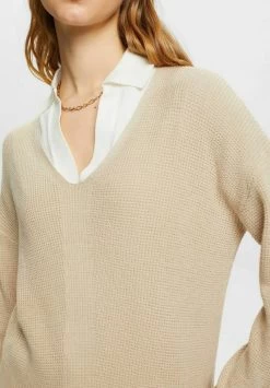 Edc By Esprit MIT V-AUSSCHNITT - Strickpullover - Light Taupe -Edc By Esprit abdb1e006d5243c3b7d4ac1ef134a8c9