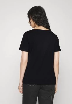 Edc By Esprit SLUB V-NECK - T-Shirt Basic - Black -Edc By Esprit acbeccdf0f3c446b911f16a26f4a66bd