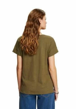 Edc By Esprit MIT V AUSSCHNITT - T-Shirt Basic - Khaki Green -Edc By Esprit b1c000e0f1a8483a9310ad08edacefad