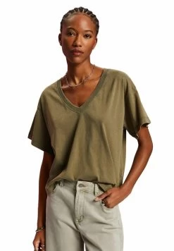 Edc By Esprit MIT V AUSSCHNITT - T-Shirt Basic - Khaki Green -Edc By Esprit c0acaec70d9944f6a0236b41ac30ce33