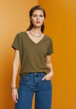 Edc By Esprit MIT V AUSSCHNITT - T-Shirt Basic - Khaki Green -Edc By Esprit c33cd94851004730b5d553d3590fd3cd