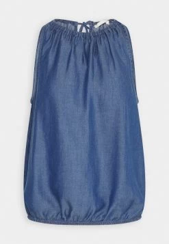 Edc By Esprit BUBBLE HEM - Top - Blue Dark Wash