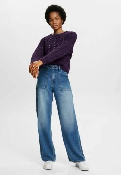 Edc By Esprit MIT ZOPFMUSTER - Strickpullover - Dark Purple -Edc By Esprit cdc73cad8d804fe4ac3c25bec58588a2