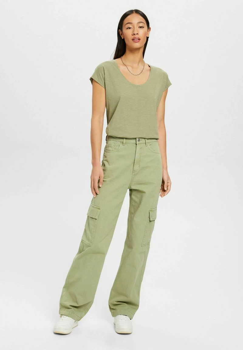 Edc By Esprit MIT U BOOTAUSSCHNITT - T-Shirt Basic - Light Khaki 4 Edc By Esprit MIT U BOOTAUSSCHNITT - T-Shirt Basic - Light Khaki – Bild 2