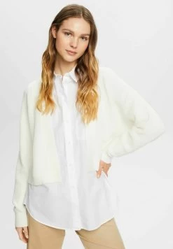 Edc By Esprit CROP SOFT SHORT OPEN - Strickjacke - Off White