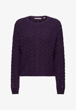Edc By Esprit MIT ZOPFMUSTER - Strickpullover - Dark Purple -Edc By Esprit e201ddda67224aa3a6de11df08772d47
