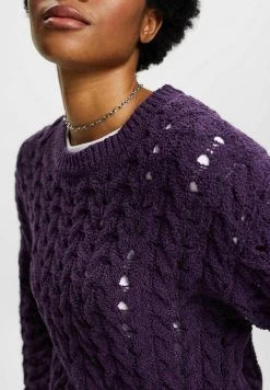 Edc By Esprit MIT ZOPFMUSTER - Strickpullover - Dark Purple -Edc By Esprit eda6ecc1d0cf42ecab803d3631455f2c