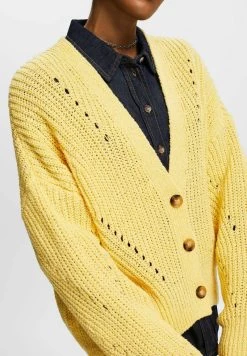 Edc By Esprit MIT ZOPFSTRICK - Strickjacke - Light Yellow -Edc By Esprit ef2fd5751f4b4a558d1a2d4e401d4f69