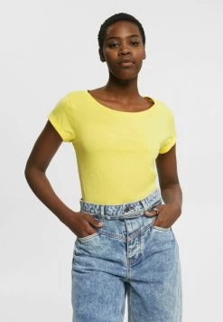 Edc By Esprit SLUB ROUND NECK - T-Shirt Basic - Light Yellow -Edc By Esprit fa68ff2f504746ad90f967723d313d99