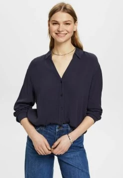 Edc By Esprit MIT CRINKLE-EFFEKT UND KNOTEN-DETAIL - Hemdbluse - Navy